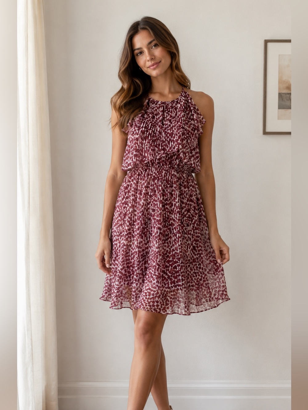 Giamba Paris Giambattista Valli pleated bow print dress extra small XS